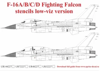 UR72227  декали  F-16A/B/C/D Fighting Falcon stencils low-viz version  (1:72) 2000002148425