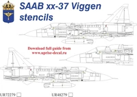UR72279  декали  SAAB xx37 Viggen HI-Viz stencils with insignia  (1:72) 2000002172949