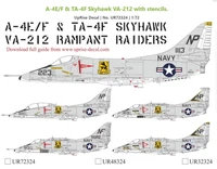 UR72324  декали  A-4E/F &amp; TA-4F Skyhawk VA-212 with stencils  (1:72) 2000002204640