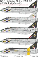 UR72328  декали  BAC Lightning 74 Sqn. F.Mk.1/3 &amp;T.Mk.4 with stencils  (1:72) 2000002205357