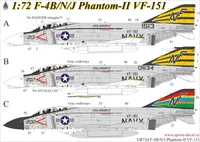 UR724  декали  F-4B/N/J Phantom-II VF-151, no stencils  (1:72) 2000002142003