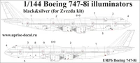 URP6  декали  Boeing 747-8i for Zvezda kit (black)  (1:144) 2000002150473