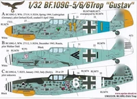 URS3215L декали Messerschmitt Bf 109G-5/6/6 Trop without stencils  (1:32) 2000002148531