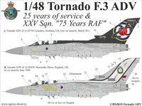 URS4810  декали  Tornado ADV "25 Years of service"&amp; XXV Sqn. "75 Years RAF", without stencils (1:48) 2000002142133