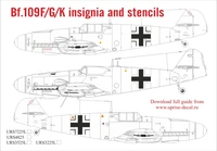 URS7225L  декали  Bf.109F/G/K insignia &amp; stencils kit  (1:72) 2000002142249