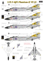 URS724  декали  F-4J/S Phantom-II VF-21/84/103, no stencils&amp; insignia  (1:72) 2000002194460