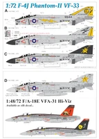URS725  декали  F-4J Phantom-II VF-33, no stencils&amp; insignia  (1:72) 2000002194484
