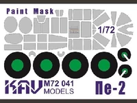 KAV M72 041  инструменты для работы с краской  Окрасочная маска Пе-2 (Звезда)  (1:72) 2000000175324