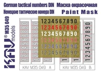 KAV M35 049  Инструменты для работы с краской  Трафарет "Немецкие  номера" 1944г  (1:35) 2000000174013