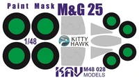 KAV M48 028  инструменты для работы с краской  Окрасочная маска M&amp;G-25 (Kitty Hawk)  (1:48) 2000000174815