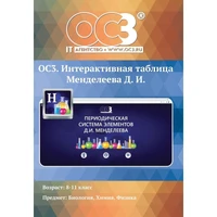Программное обеспечение ОС3. Интерактивная таблица Менделеева Д.И.  электронная лицензия Сетевая версия до 30 учеников 1629377