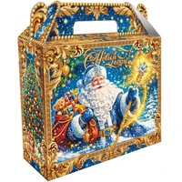 Новогодний подарок Золото на синем (картон) 700г 070у