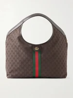 Плечевая сумка Giglio из жаккардового канваса с кожаной отделкой GUCCI, коричневый 47338923