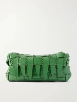Клатч из плетеной кожи STAUD Leaf, зеленый 47323785