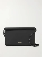 Кожаная сумка через плечо Tangle JIL SANDER, черный 47344697