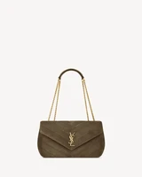 LOULOU среднего размера из замши MATELASSÉ SAINT LAURENT, зеленый 47372596