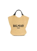 Мини-сумка-тоут BALMAIN, связанная крючком, бежевый 47339760