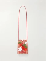Сумка-ведро LOEWE + Paula's Ibiza из плетеной рафии с вышивкой и кожаной отделкой, красный 47375366