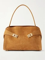 Ferragamo Hug small embellished сумка-тоут из замши с эффектом крокодила, коричневый 47338902
