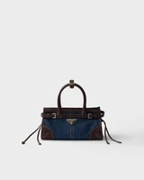 Маленькая сумочка Prada Bonnie из денима и кожи, синий 47343334