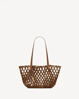 Маленькая сумка PANIER из деревянных бусин SAINT LAURENT, коричневый 47364828