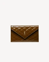 Клатч PARIS из лакированной кожи SAINT LAURENT, коричневый 47324228