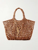 Большая сумка Icare из дерева, декорированная бисером SAINT LAURENT, коричневый 47338927