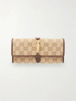 Кошелек GUCCI Jackie из жаккардового канваса с кожаной отделкой, бежевый 47353284
