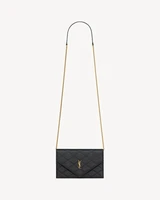 Кошелек на цепочке PARIS из кожи GRAIN DE POUDRE SAINT LAURENT, черный 47372387
