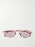 Прямоугольные солнцезащитные очки в бамбуковой оправе из металла Gucci Eyewear, розовый 47347025