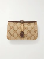 Кошелек Jackie из жаккардовой парусины с кожаной отделкой GUCCI, бежевый 47351467