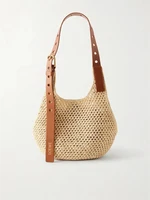 Paula's Ibiza Сумка-хобо из рафии с отделкой из перфорированной кожи LOEWE, бежевый 47375880