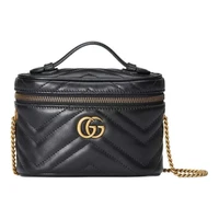 Мини-сумка Gucci GG Marmont с верхней ручкой, черная 619842