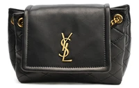 Сумка-мессенджер женская Saint Laurent Nolita стеганая с золотым логотипом, черный 4546442