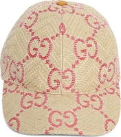 Бейсболка Gucci GG Raffia Effect Baseball Hat Beige/Red, бежевый 667424