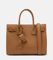 Маленькая кожаная сумка-тоут sac de jour Saint Laurent, коричневый 5979317