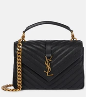 Кожаная сумка через плечо College среднего размера Saint Laurent, черный 2106617
