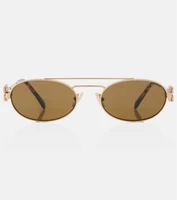 Овальные солнцезащитные очки Logo Miu Miu, Gold/Green 25623543