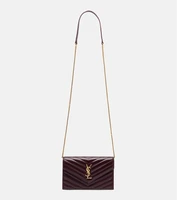 Кошелек на цепочке Cassandre Envelope из кожи Saint Laurent, Rouge Cabernet 25621613