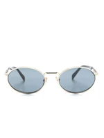 Prada Eyewear солнцезащитные очки в овальной оправе с логотипом, золотой 18038165