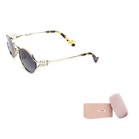 MIU MIU Овальные солнцезащитные очки в рамке, Gold 27984379
