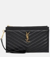 Большой кожаный клатч с монограммой Saint Laurent, черный 2108674