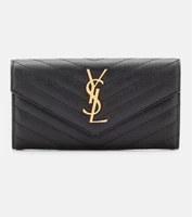 Большой кожаный кошелек с монограммой Saint Laurent, черный 2108681