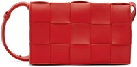 Красная маленькая сумка-кассета Intreccio Bottega Veneta 1065227