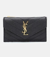 Маленький кожаный кошелек-конверт Saint Laurent, черный 2106994