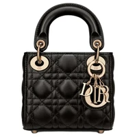 Леди Диор из овчины, дамская сумочка Lady Dior, через плечо, кроссбоди, миниатюрная женская черная 26476666