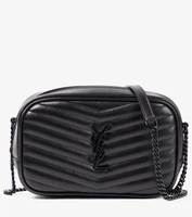 Кожаная сумка через плечо lou mini Saint Laurent, черный 6956307
