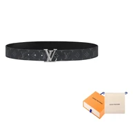 LOUIS VUITTON Мужской кожаный ремень из коровьей кожи черный, Black 27972930