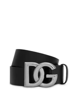 Мужской кожаный ремень с пряжкой и логотипом DG Dolce &amp; Gabbana, черный 22655665