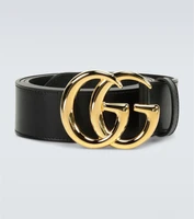 Кожаный ремень с логотипом GG Marmont Gucci, черный 2100178